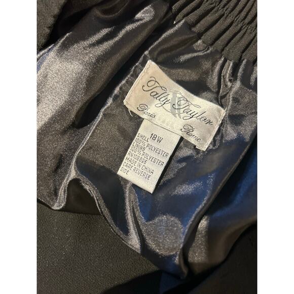 Tally Taylor Black Trumpet Midi Skirt SZ 18W Lined Gold Chain Sequin Trim VTG - Picture 7 of 7